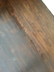 Left side: Stain Right side: After mineral spirits. Ugh!