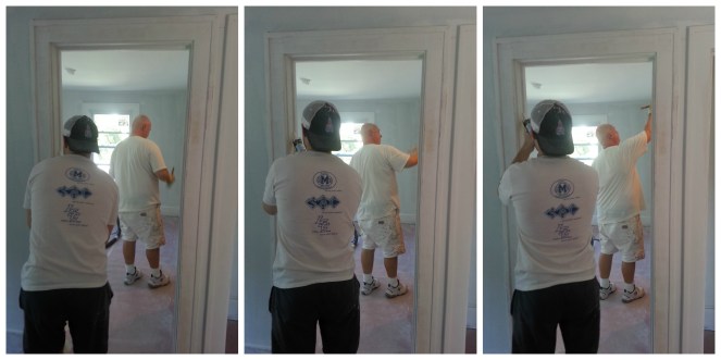 Smoothing out and painting the upstairs woodwork